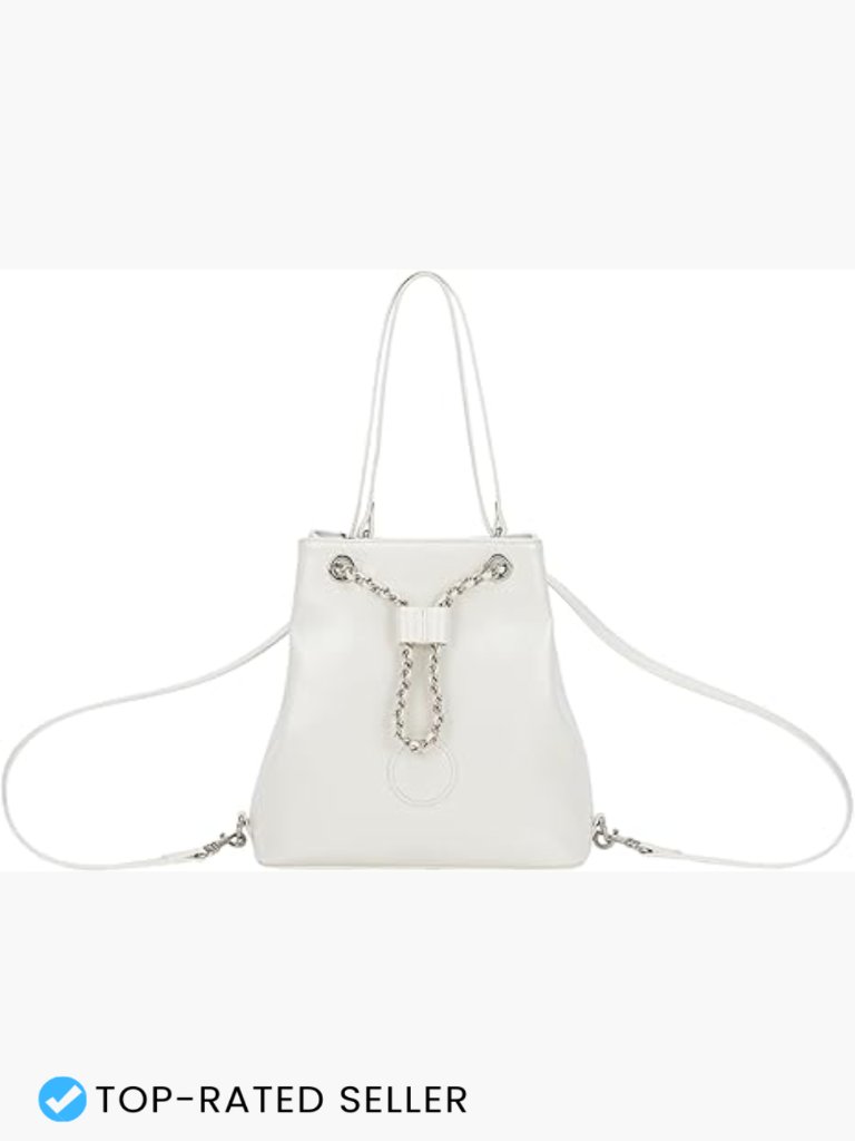 Vegan Leather Drawstring Bucket Bag Tote 2 Straps Crossbody Handbag